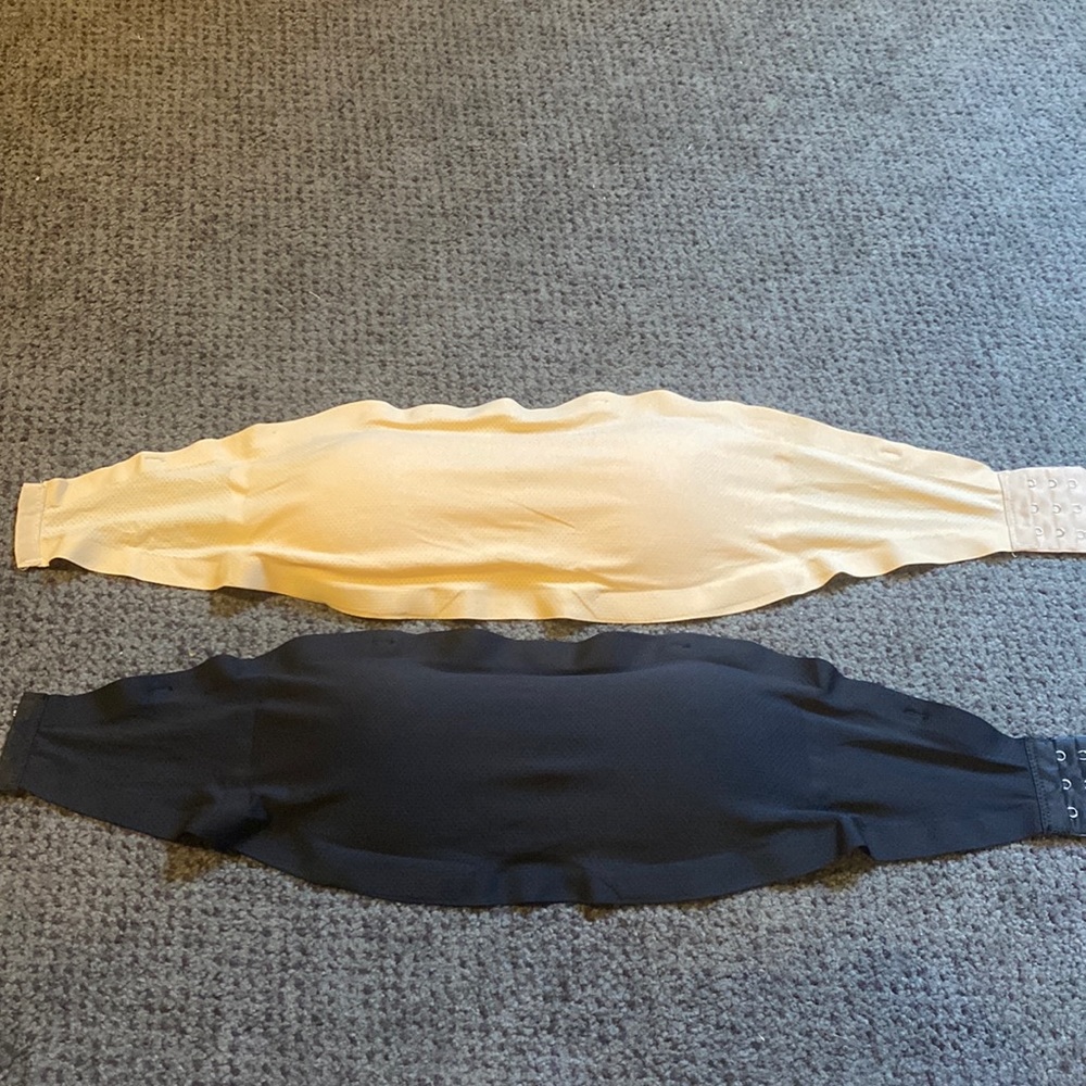 Black and tan strapless bra size large